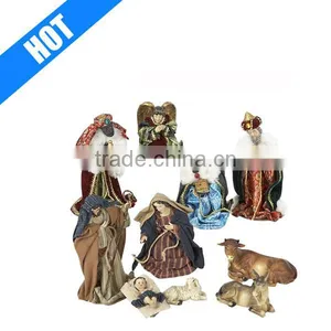 9inch Handmade Painted Resin Nativity Figurines,set of 8 thumbnail-1