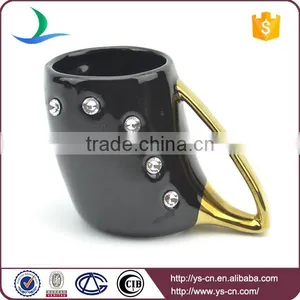 Graceful Diamond Electroplate Black Gold Plating Ceramic Tea Set thumbnail-2