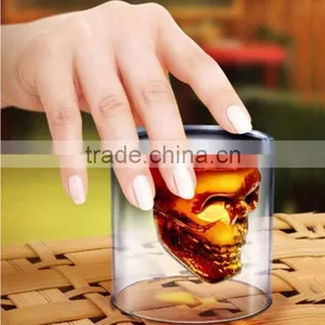Skull Heat Resistant Glass Coffee Cup Personalized Skull Heads Hand Blown Double Wall Glass Cup thumbnail-3