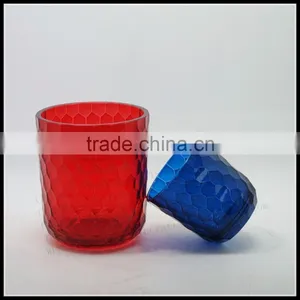 Custom Fish Scale Colored Glass Candle Jar,16oz Cut Glass Candle Holder Votive thumbnail-3