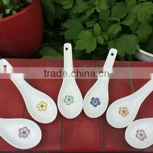 SP-1541 Haonai Flower Decal Ceramic Spoon, Ceramic Soup Spoon thumbnail-1