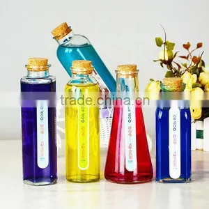 New Shape Juice Glass Bottle With Cork Lid Special Shape Glass Bottle Square Glass Bottle With Cork thumbnail-1