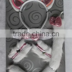 Party Catwoman Cosplay Sexy Cat Ear Headband Cuffs Collar Tail Set thumbnail-3