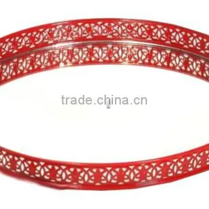 Red Decorative Mirror Tray thumbnail-1