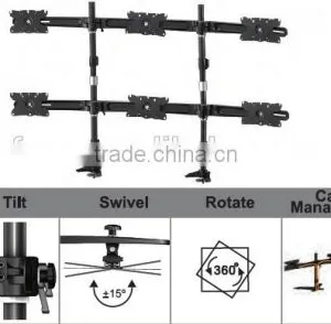 Six Desk Quad LCD Monitor Arm Grommet Mount thumbnail-1