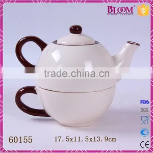 Modern White Ceramic Combination for One Cup Teapot thumbnail-3