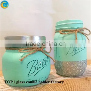 Examples of Handicrafts Glass Candle Jars With Gold Rhinestones thumbnail-6