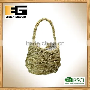 Exquisite Natural Rattan Basket With Handle for Garden Planter thumbnail-1