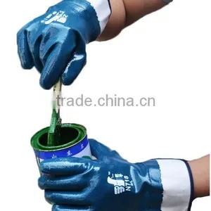 DDSAFETY Cotton Jersey Liner Safety Cuff With Full Blue Nitrile Coating Heavy Duty Glove thumbnail-4