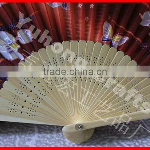 Japanese Style Bamboo Silk Fan Butterfly Print thumbnail-3