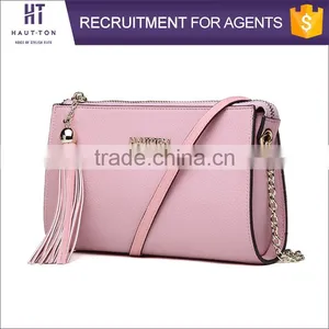 China Wholesale Ladies Small Pink Messenger Bags High Quality Popular Women Genuine Split Cow Leather Strap Shoulder Bag thumbnail-1