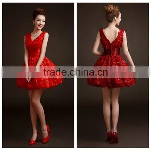 Sexy Short Flower Lace Red Fashion Women Dress thumbnail-1
