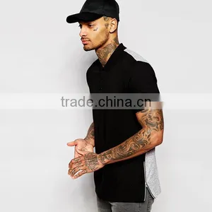 100% Cotton Custom Your Logo t Shirt Polo With Side Zip PS0114A thumbnail-1