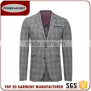 New Product Checked 2 Button Polyester Viscose Business Men'S Fashion Simple Suit Designs thumbnail-1