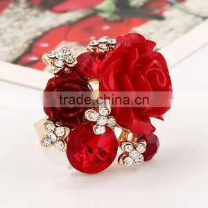 Zm53233a Christmas Hand Decoration Women Ring Jewelry Ladies Finger Rings With Rose Red thumbnail-1