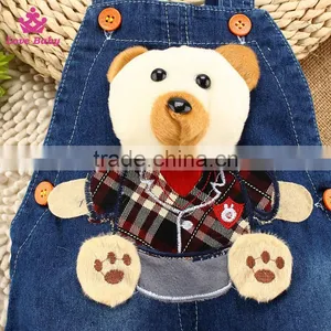 Lovely Carton Bear Kids Fashion Baby Pants Children Denim Short Overalls Kids Strap Jeans Pants thumbnail-2