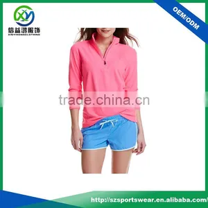 Popular Pink Color Ladies Sport Custom 1/4 Zip Pullover, 100 Polyester Gym Hoodie With Your Logo thumbnail-1