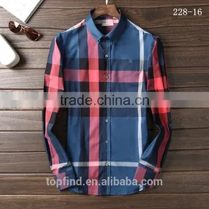 High Quality Oem Long Sleeve 100% Cotton Check Casual Shirt Design With Private Logo thumbnail-1