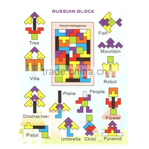 Colourful Wooden Colorful Tangram Puzzle Tetris Brick Pass Game Russia Square Blocks thumbnail-6