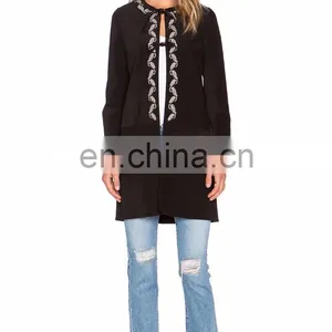 Embroidered Detail Along the Neckline Turkish Women Coat thumbnail-3