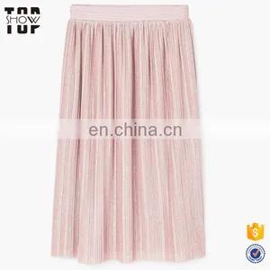 Wholesale Long Skirts Women Long Pleated Skirt Metallic for Ladies thumbnail-3