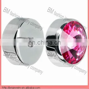 Custom Steel Fake Plugs With Big Crystal Stone Piercing Body Jewelry thumbnail-1