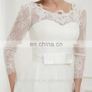 EB2684 Amazing White 3/4 Long Sleeve Appliqued Backless Wedding Dresses 2016 Ball Gown thumbnail-3