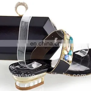 Black Color Comfort Italian Women Platform Shoes and Bags Sets thumbnail-1