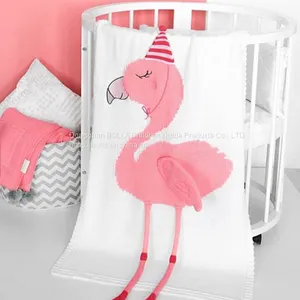 Hot Sale Home Style Flamingo and Unicorn Print Knitted Throw Blanket for Kids and Babies thumbnail-2