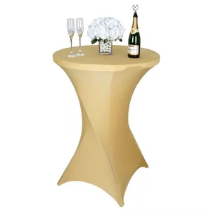 Cocktail Table Covers Stretch Spandex White Cocktail Table Cover Cloth for Wedding,Banquet and Party thumbnail-5