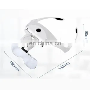 Head-Mounted Repair Inspection Microscopic Carving Cosmetic Embroidery LED Light Magnifying Glass WIth Five Magnification Lens thumbnail-3