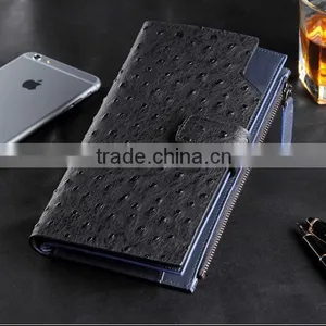 Business Men Card Holder Long Style Clutch Multifunction Wallet High Capacity Ostrich Leather Gift Purse for Businessmen thumbnail-5