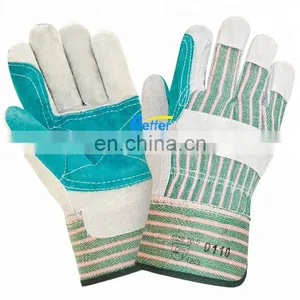 White Cotton Back Full Palm Working Leather Gloves thumbnail-4