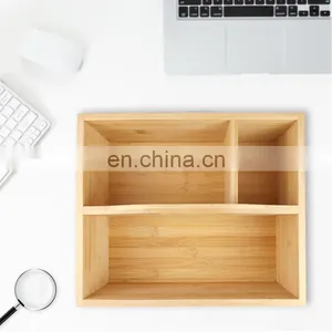 Compact Bamboo Wood Tea Organizer 3 Divided Sections Attached Handle Holder for Tea Bags Coffee Packets Sugar Sweeteners thumbnail-5