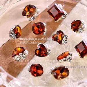 30 Mesh Red Maillard Nail Accessories, Coffee Resin Butterfly Frozen Through Camellia, Autumn and Winter Nail Diamonds thumbnail-3