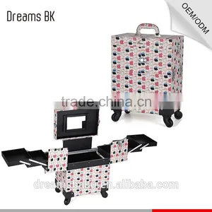 Professional Salon Beauty Box Pvc Cosmetic Makeup Kits Case With Rolling Wheels thumbnail-1
