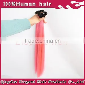 New Style Sliky Straight Natural Color Human Hair Pink Hair Extensions thumbnail-2