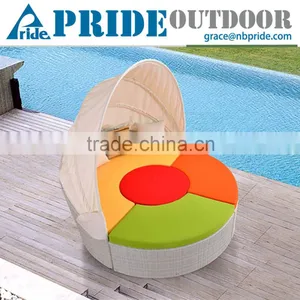 Muebles De Jardin Daybed Garden Rattan Lounge Bed Garden Polyrattan Round Daybed thumbnail-1
