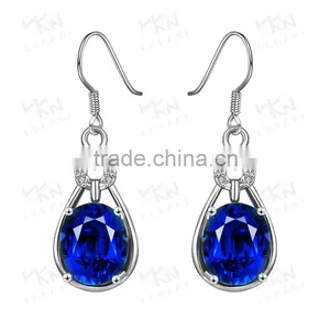 2015 Romantic Imitation Long Blue Platinum Gold Plated Aaa Cubic Zircon Earrings thumbnail-1