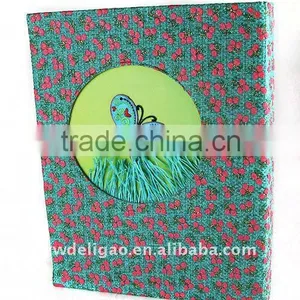 Butterfly Decorated Weaving Flower Pattern Cloth Wrapping Ring Binder Desktop File Folder for Office Stationery Cardboard thumbnail-1