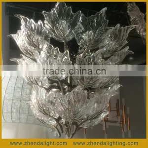 2016 Newest Decorative Art Hand Blown Glass LED Maple Leaf Chandelier Pendent Light thumbnail-3