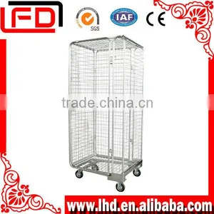 Folding Nestable Metal Roll Container Trolley With Four Wheels thumbnail-1