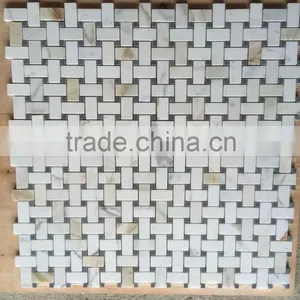 High Quality Polished Calacatta Gold Marble Mosaic for Floor Mosaic and Wall Mosaic thumbnail-2