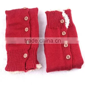 Boot Cuff Leg Warmer in Colors With Lace, Knitted Boot Cuffs With Button, Knee High Socks, Boot Topper, Boot Cuff Accessories thumbnail-5