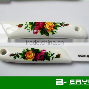 BERYL Applique Ceramic Handle 6pcs Gift Set , 3"/4"/5"/6"+peeler+Knife Holder Ceramic Knives Set, White Blade, CE FDA Certified thumbnail-5