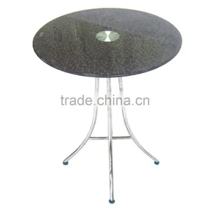 Round Glass Top Iron Frame Coffee Table Living Room Furniture thumbnail-2