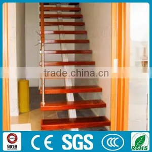 Contemporary Indoor Glass Beam Wooden Stairs thumbnail-6
