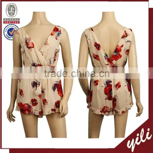 2016 Summer New Pattern Leisure Playsuit Sleeveless One-piece Floral Short Jumpsuit thumbnail-1