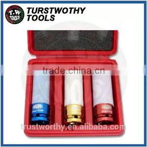 3pcs 1/2" Dr. 85 MmL CR-Mo Wheel Nut Impact 17 19 21 mm Socket Set thumbnail-1
