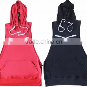Singlets With Hoodie/gym Singlet - Mens Sleeveless Vest Hoodie Stringer Gold Gym Singlet thumbnail-1